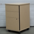 Blonde 3 Drawer Rolling File Pedestal, Locking